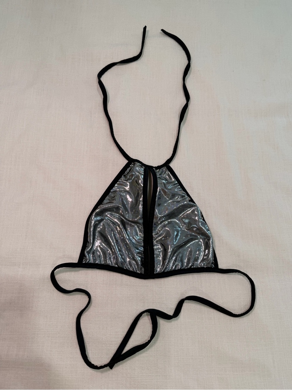 Silver Metallic Halter Tie Back Crop Top Festival wear